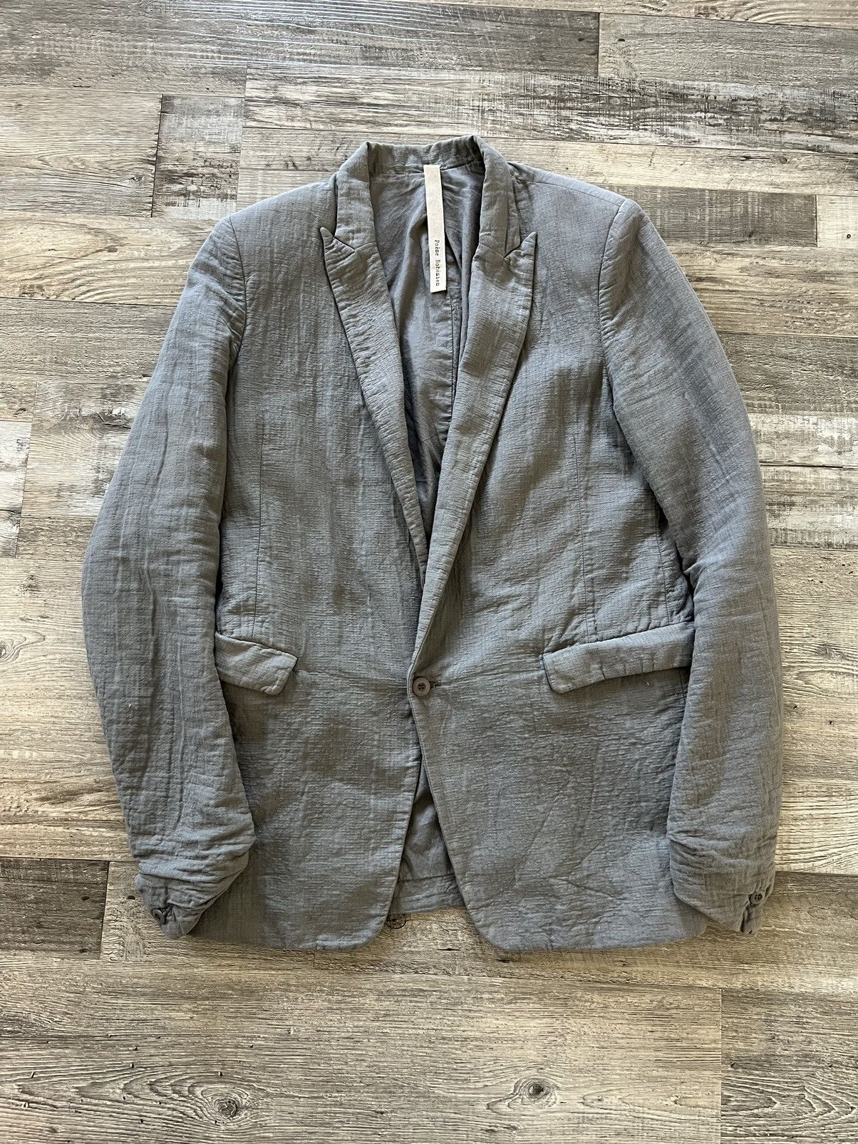 POEME BOHEMIEN ウール テーラードジャケット Poeme Bohemien Gray Textured Wool Blazer