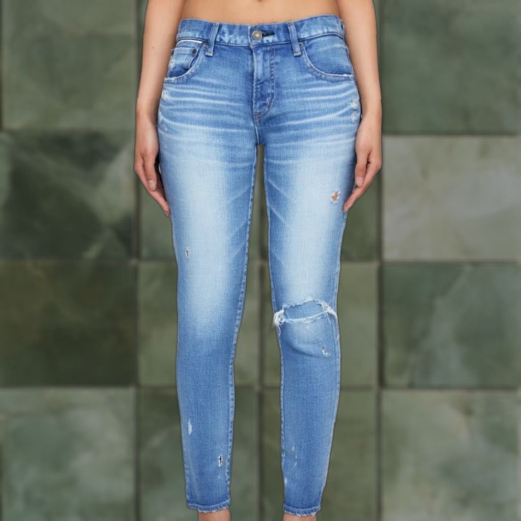 MOUSSY VINTAGE Moussy Lenwood Cropped Skinny Jeans - Jeans - Women - 27 - Blue - Distressed - Made In Japan - 26.5in Inseam - Mid Rise - Stretch Size 27" / US 4 / IT 40 - 1 Thumbnail