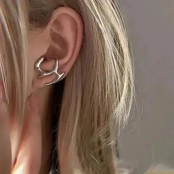 Jewelry Irregular Liquid Metal Hollow Earrings Size ONE SIZE - 2 Thumbnail