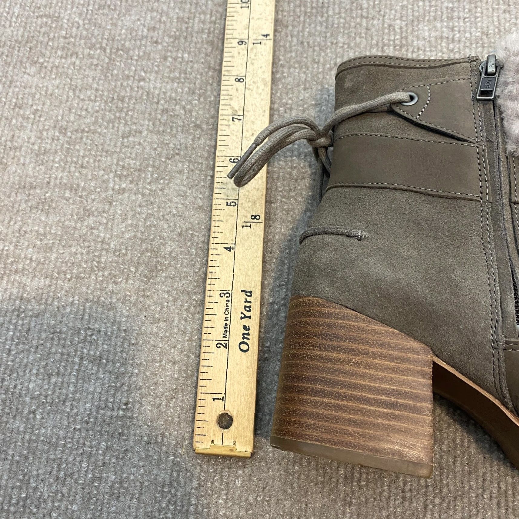Ugg UGG Boots Womens Size 7.5 Gray Suede Shearling Lined Ankle Block Heel 1104863 Size US 8 / IT 38 - 6 Thumbnail