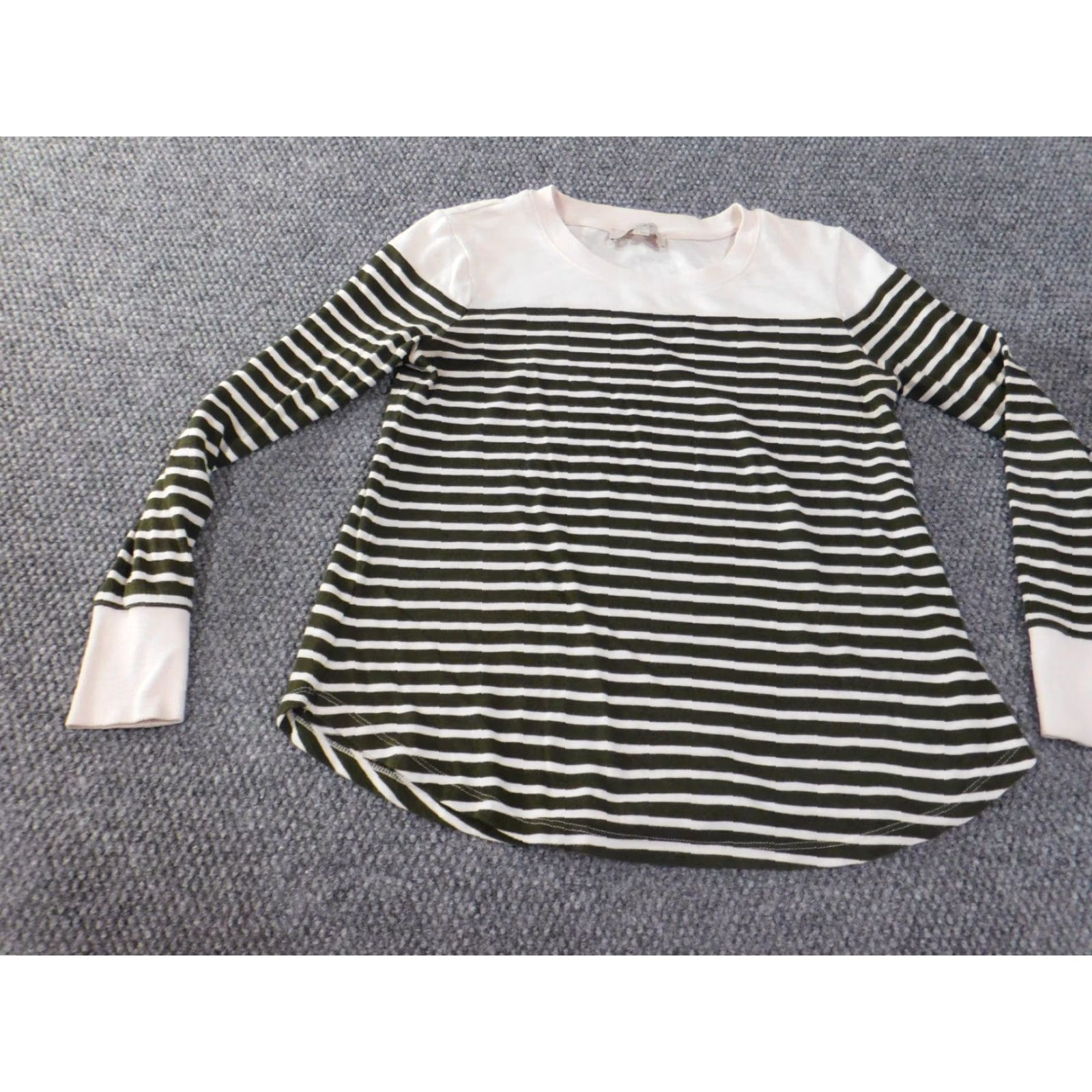 Loft LOFT Sweater Pullover striped knit Cotton Polyester Rib Knit Round Neck Long Sleeve Regular M Women Green pullover casual Modern Designer Girls? Size M / US 6-8 / IT 42-44 - 3 Thumbnail