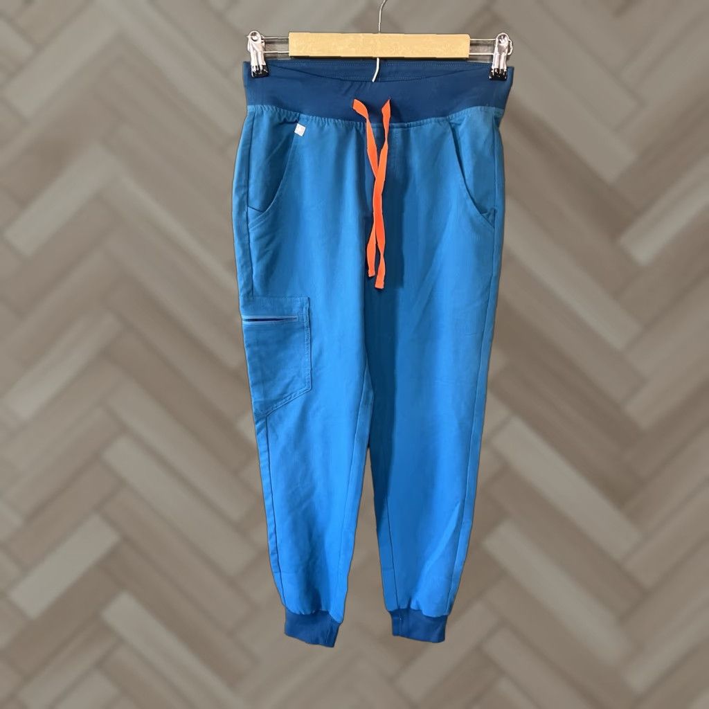 Vintage FIGS Blue Scrub Jogger Pants Womens 2XS - Inseam 27 inches - Polyester Medical Scrub Pants Size 24" / US 00 / IT 34 - 1 Thumbnail