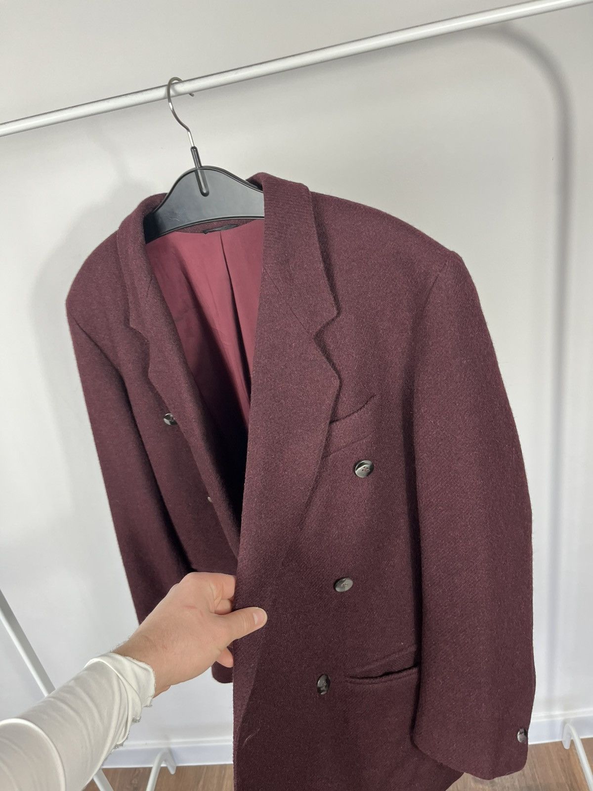 Other Vintage Burgundy Wool Double Breasted Mens Blazer Size 42R - 5 Thumbnail