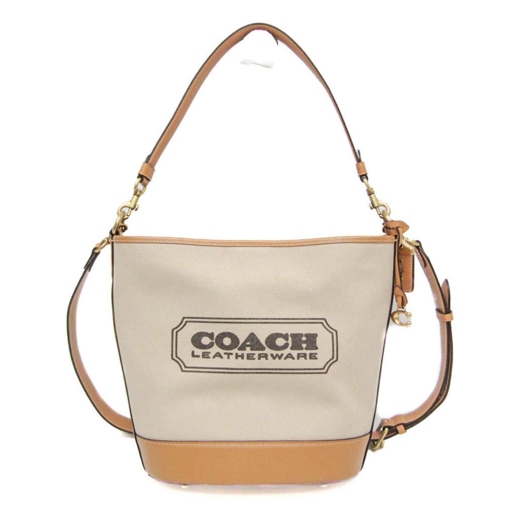 Coach Dakota Bucket Ch739 Women's Leather,canvas Shoulder Bag,tote Bag Beige