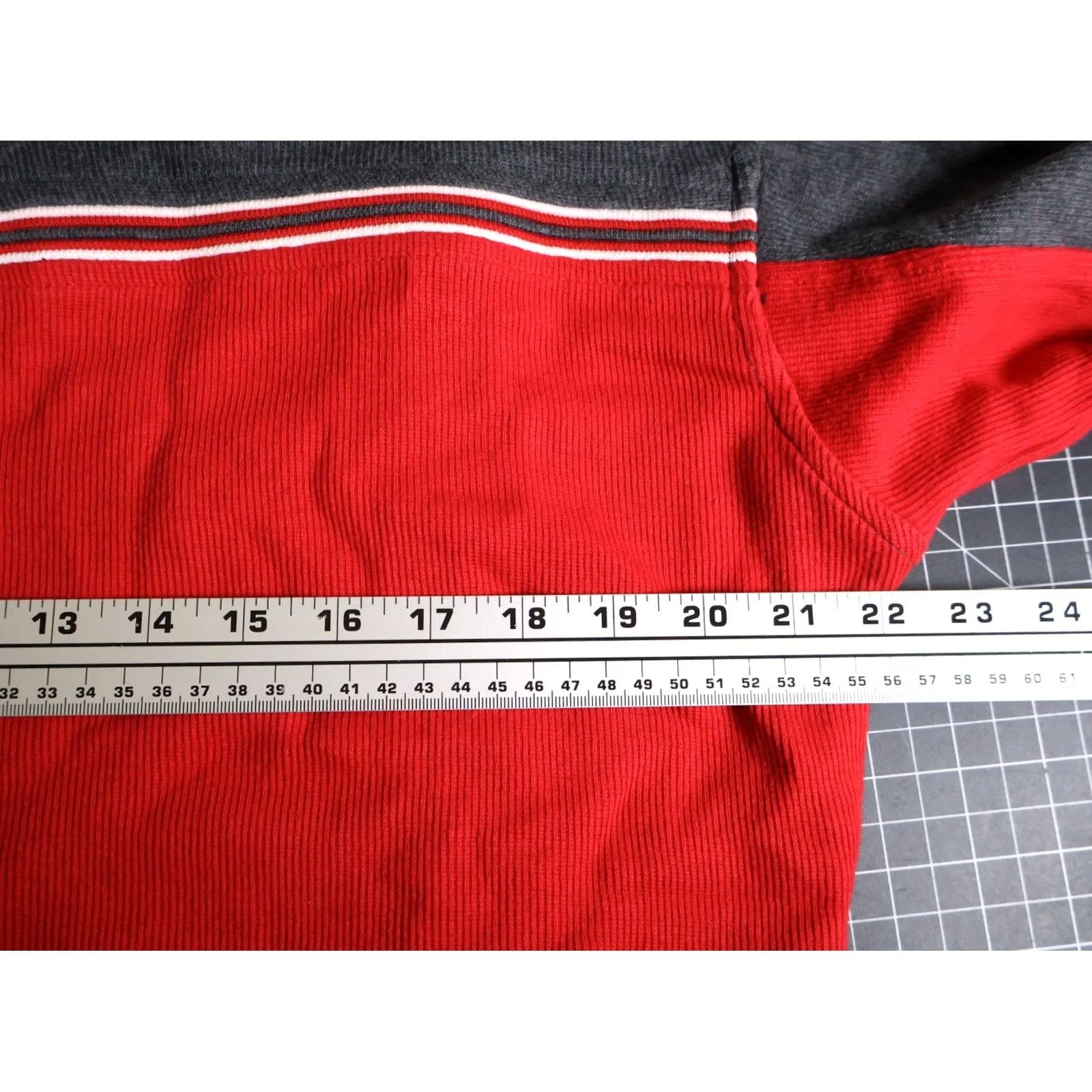 Vintage VINTAGE Y2K Sweater Men's L Red Gray 1/4 Zip Pullover OTB Striped Cotton Knit 90s Hipster Retro Boys Mens Girls Size US L / EU 52-54 / 3 - 5 Thumbnail