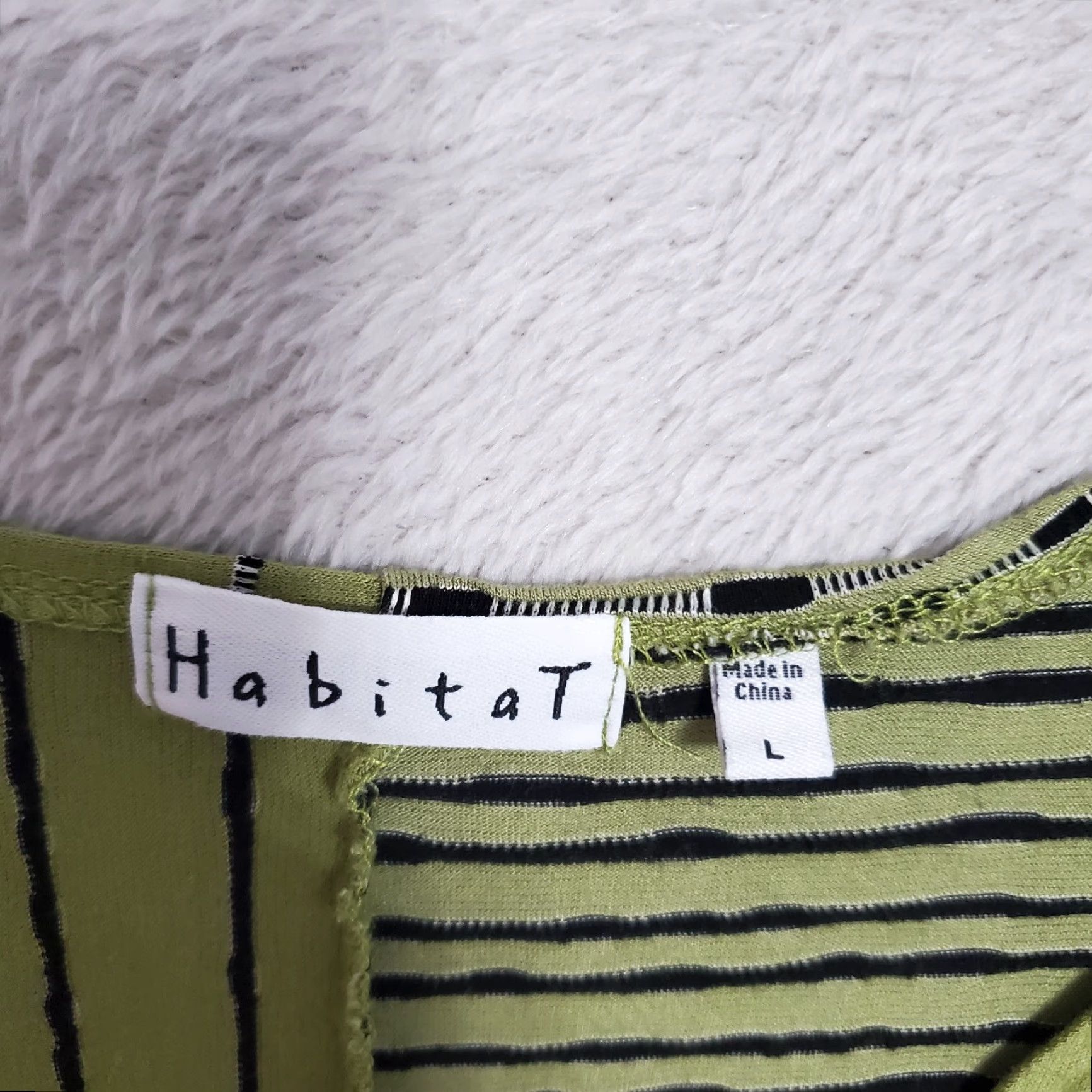 Habitat Habitat Tunic Top Women L Green Black Stripe Lagenlook Boho Scoop Neck Long Sleeve Pullover Shirt Blouse Casual Size L / US 10 / IT 46 - 3 Thumbnail