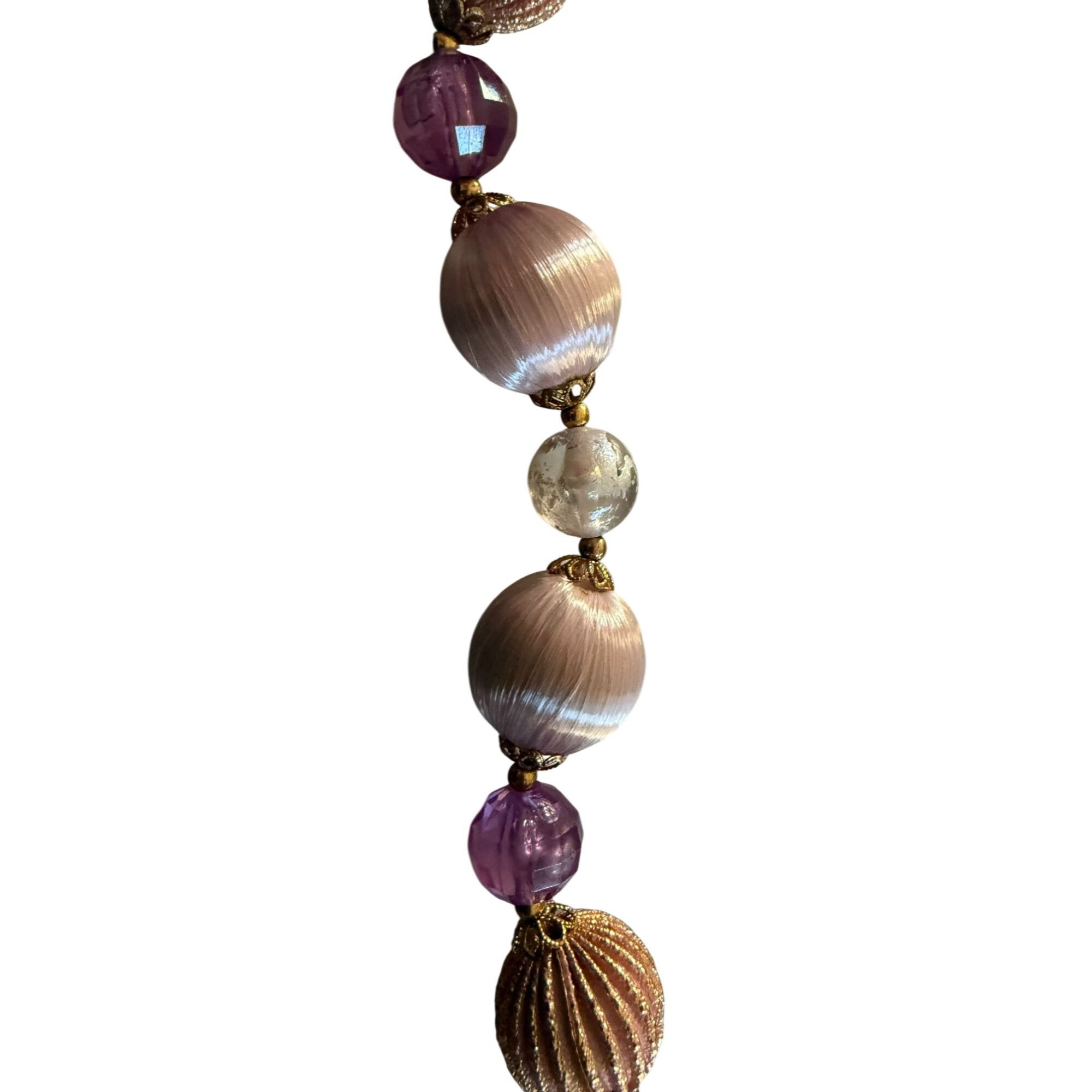 Other Vintage 1960s Lavender & Pink Beaded Necklace With Textured Size ONE SIZE - 4 Thumbnail