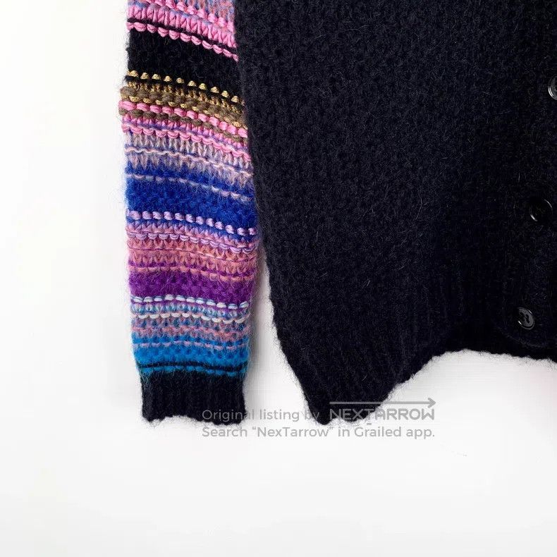 Saint Laurent Paris Saint Laurent Paris Colorful Rainbow Striped Mohair V Neck Size US XS / EU 42 / 0 - 4 Thumbnail