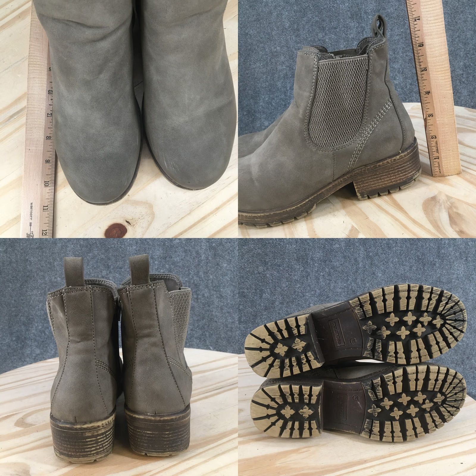 Vintage Maurices Boots Womens 8.5 M Anna Chelsea Booties Grey Faux Leather Ankle Top shoe Size M / US 6-8 / IT 42-44 - 8 Thumbnail