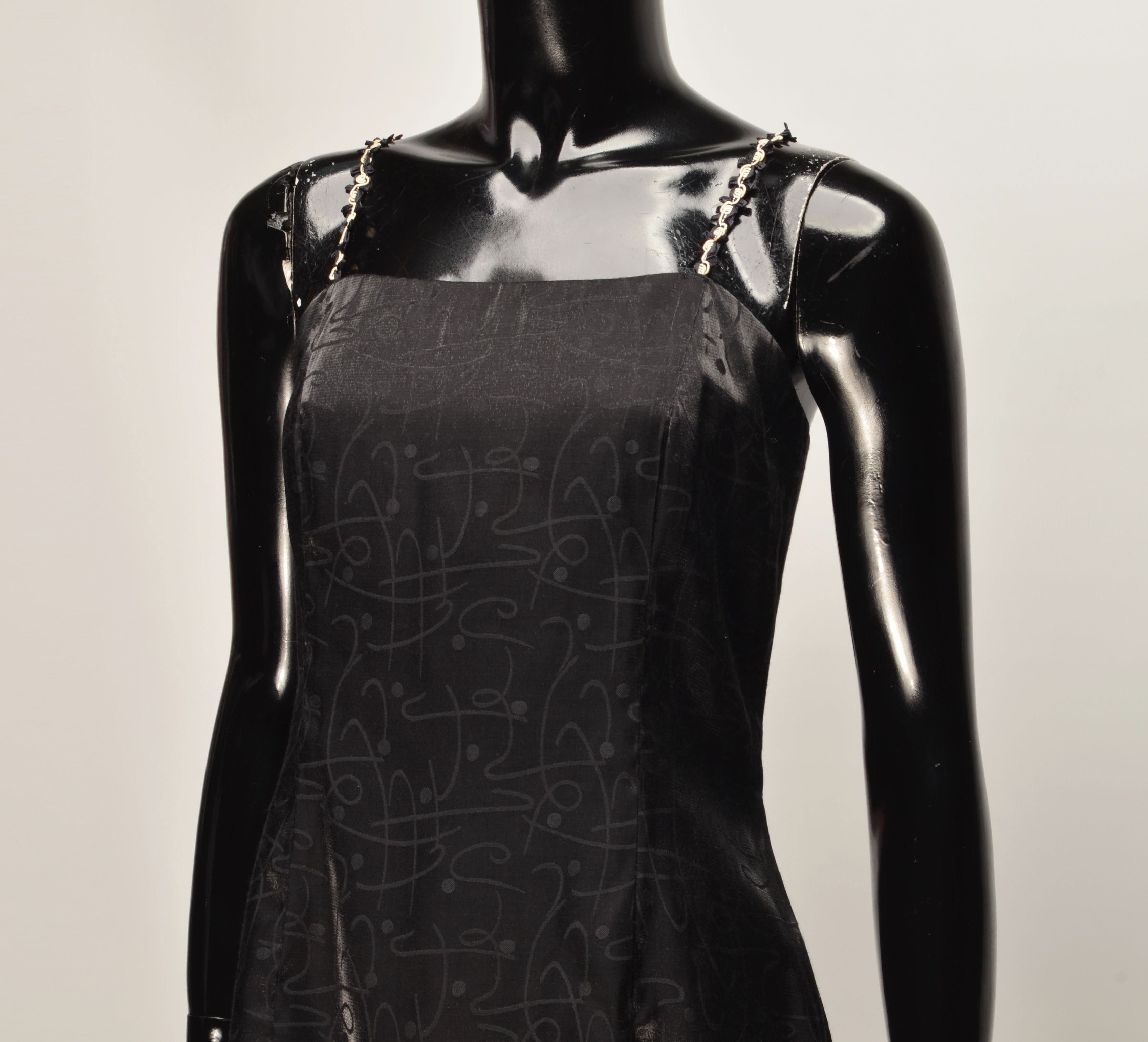 Vintage Vintage Dimols Y2K Black Satin Textured Straps Mini Dress Size M / US 6-8 / IT 42-44 - 2 Thumbnail