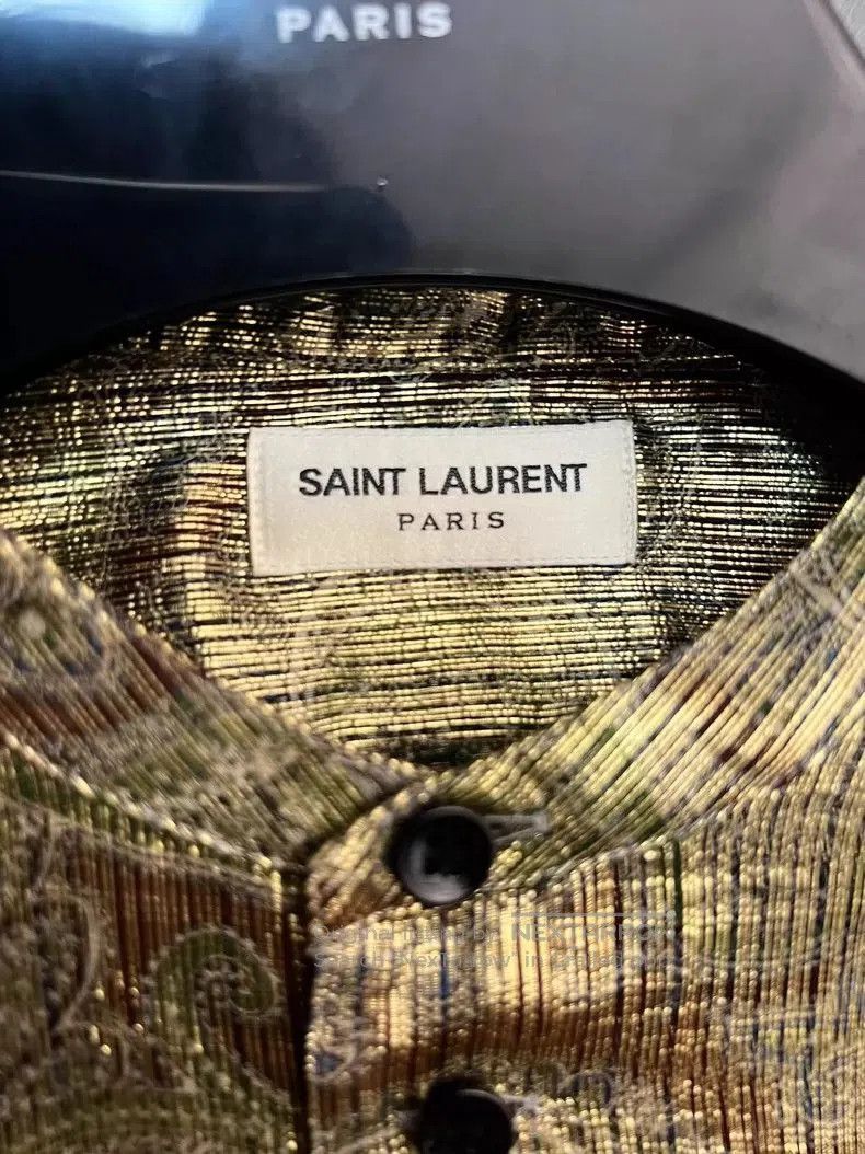 Saint Laurent Paris Saint Laurent Henley Silk Shirt with Patterns. Size US M / EU 48-50 / 2 - 3 Thumbnail