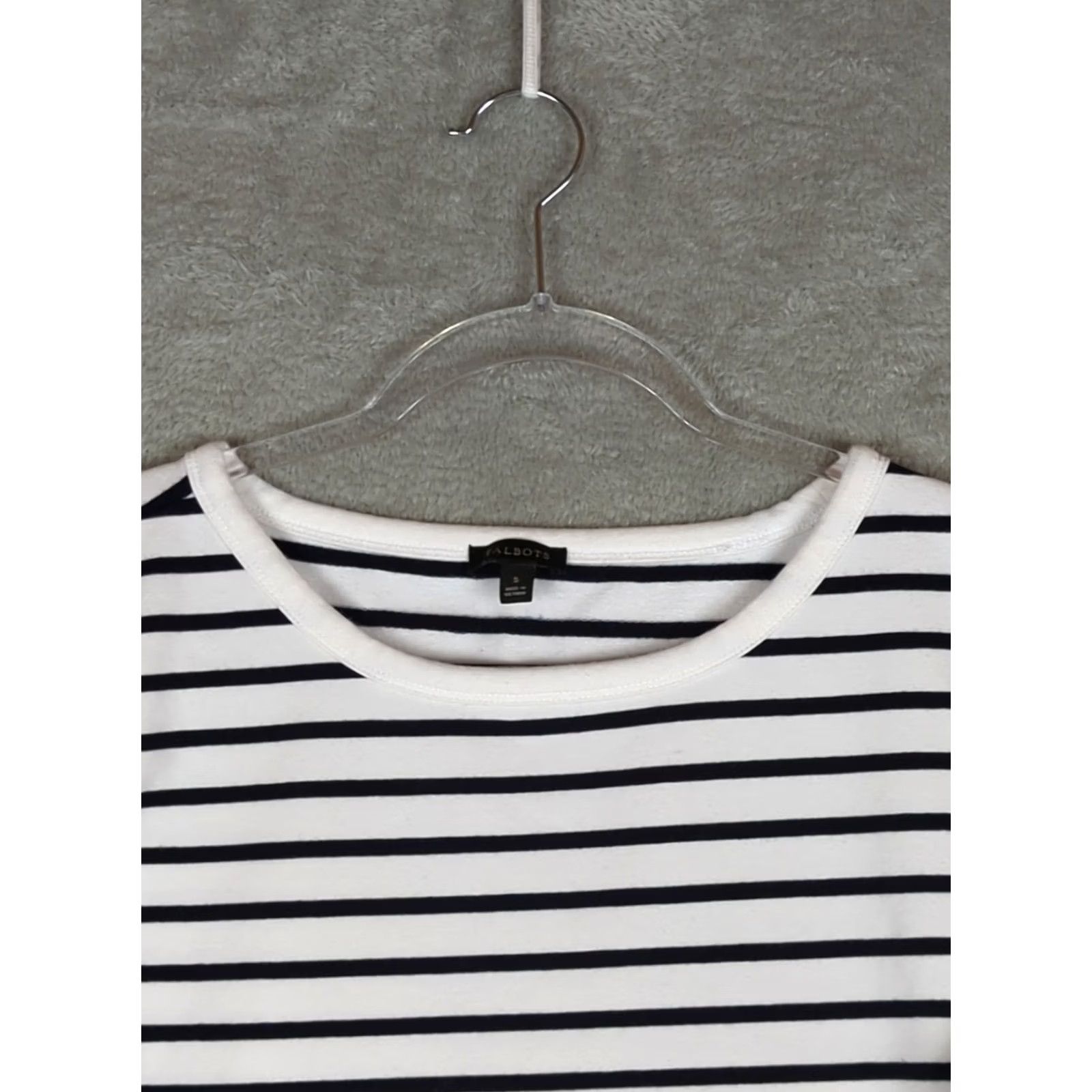 Talbots Talbots Womens Top S Navy White Striped Long Sleeve Pullover Shirt Nautical Casual Size S / US 4 / IT 40 - 3 Thumbnail