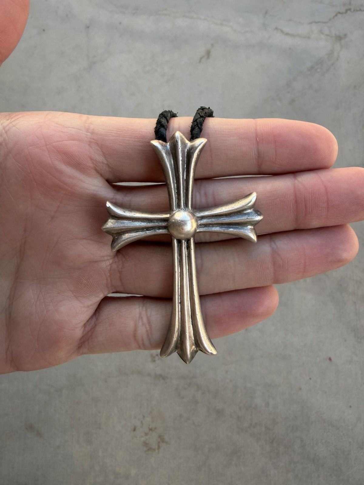 Chrome Hearts Chrome Hearts Large Cross Pendant w/ Braided Leather Chain Size ONE SIZE - 3 Thumbnail