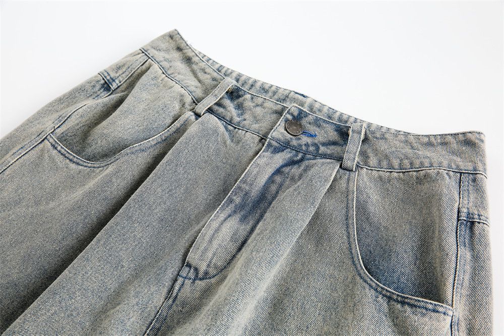 Japanese Brand × Jean Men's washed distressed loose straight denim shorts Size US 32 / EU 48 - 3 Thumbnail