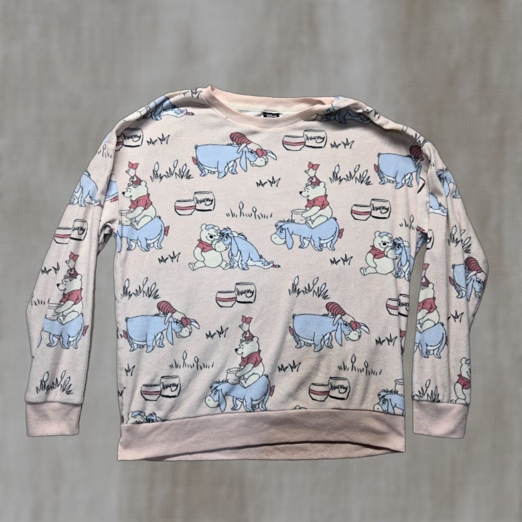 Disney Disney Pooh Eeyore All-Over Print Pink Fleece Pullover Sweater Women’s M Pink Sweater Womens Size M / US 6-8 / IT 42-44 - 1 Thumbnail
