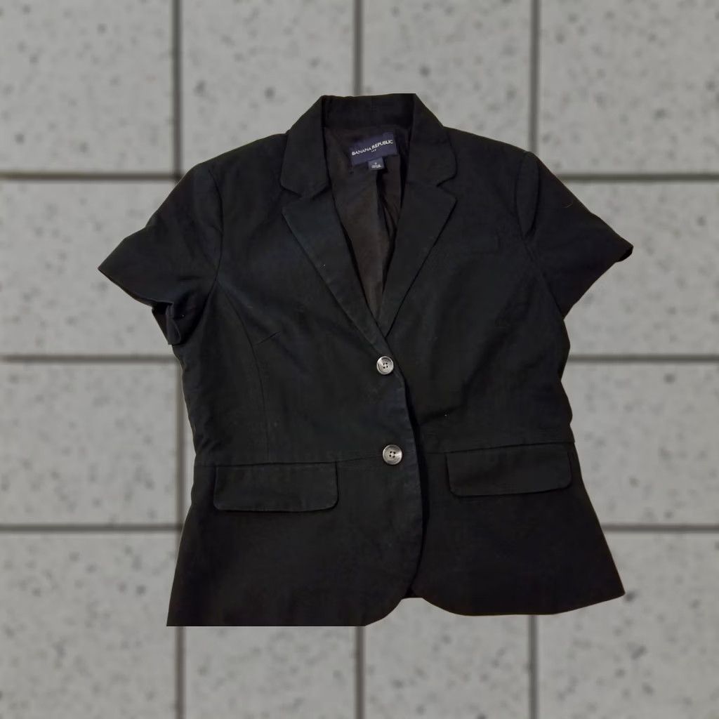 Banana Republic Banana Republic Womens Blazer Jacket Black Cotton Size 8 Size M / US 6-8 / IT 42-44 - 1 Thumbnail