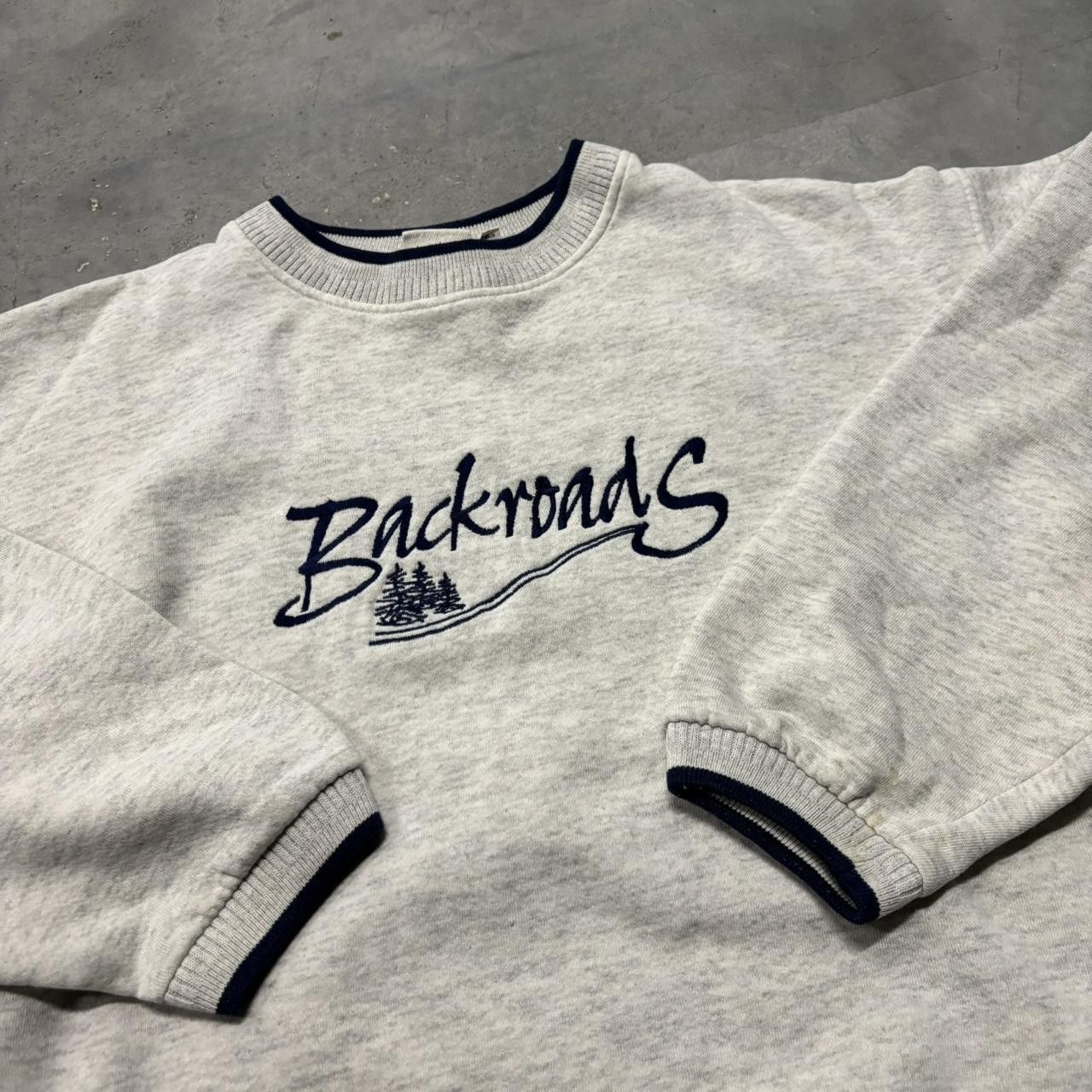 Japanese Brand × Vintage Crazy Vintage 90s Grey Backroads Embroidered Spellout Essential Crewneck! Size US XL / EU 56 / 4 - 5 Thumbnail