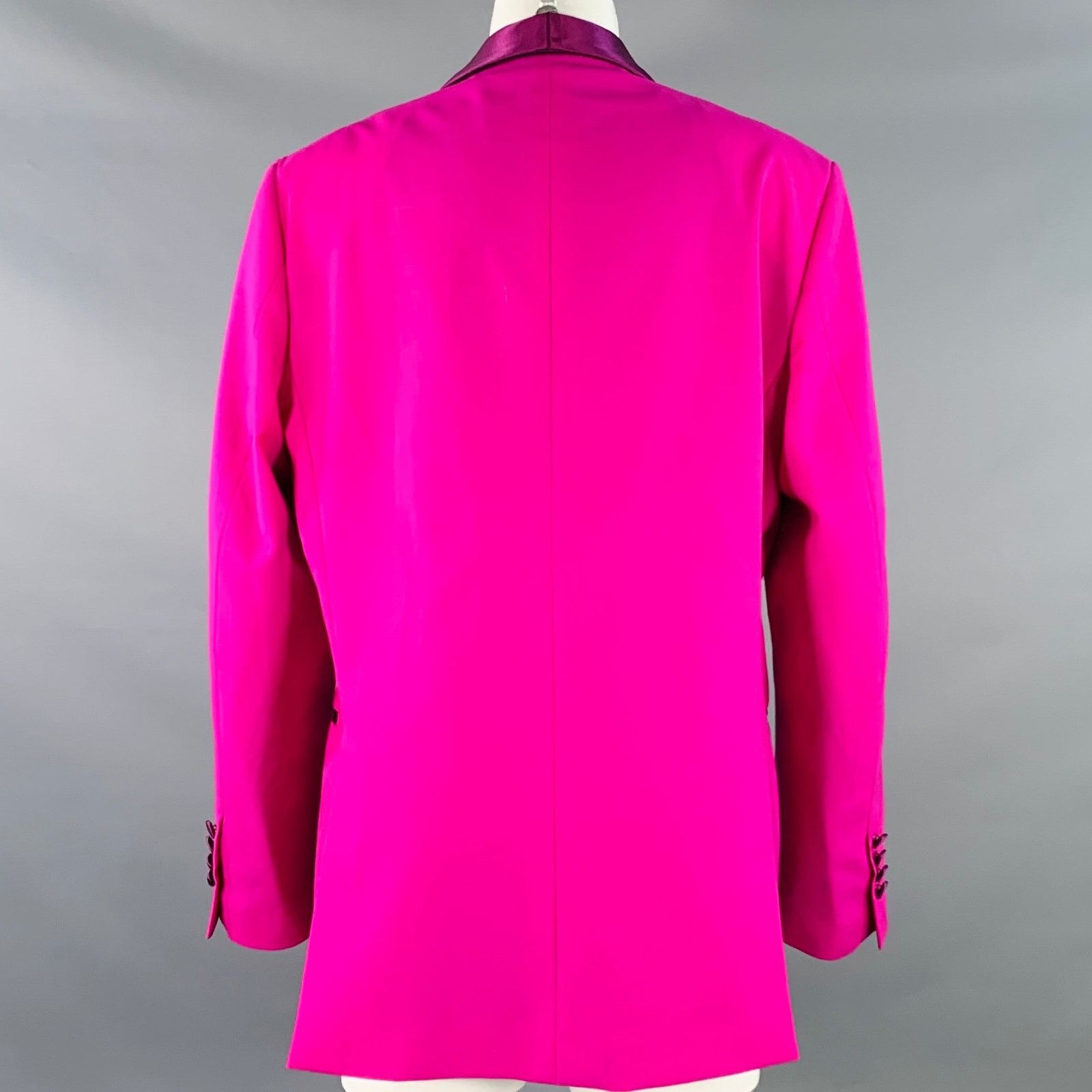 MSGM MSGM Size 8 Magenta Wool Blend Shawl Collar Jacket Blazer Size M / US 6-8 / IT 42-44 - 3 Thumbnail