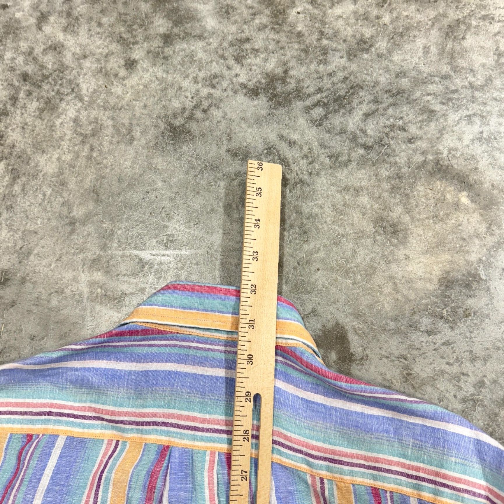 J.McLaughlin J. McLaughlin Shirt Mens Medium Multicolor Linen Striped Button Front Casual Size US M / EU 48-50 / 2 - 6 Thumbnail