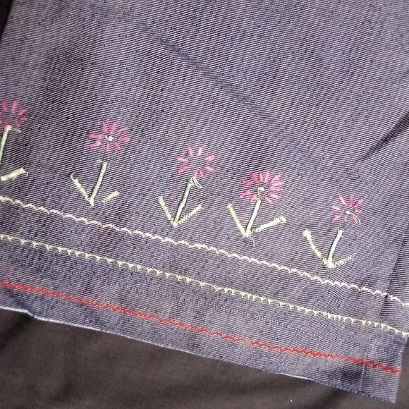 Other Vintage 60s Floral Embroidered Flare Pants Polyester Size 30" / US 8 / IT 44 - 4 Thumbnail