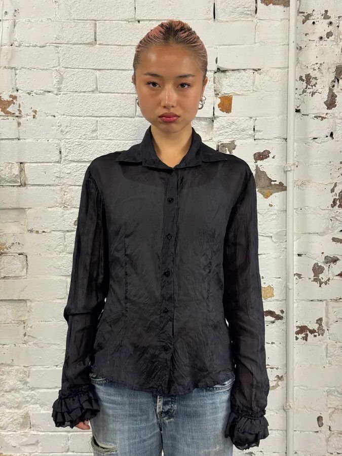 Just Cavalli AW2003 Cavalli Black Crinkled Shirt Size S / US 4 / IT 40 - 1 Thumbnail