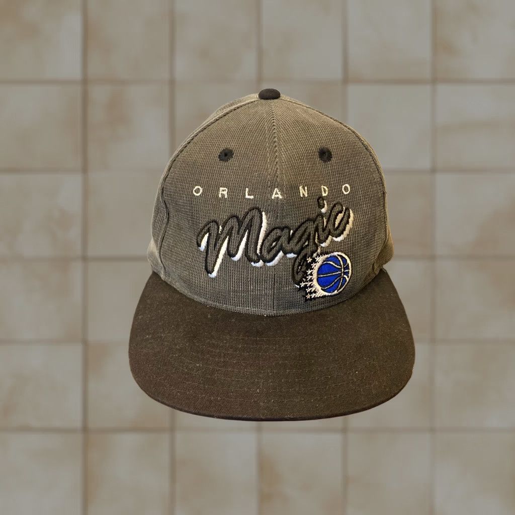 Lee Lee Orlando Magic Gray Hat 90s NBA Snapback Corduroy Mens Adjustable Gray Script Hat Size ONE SIZE - 1 Thumbnail