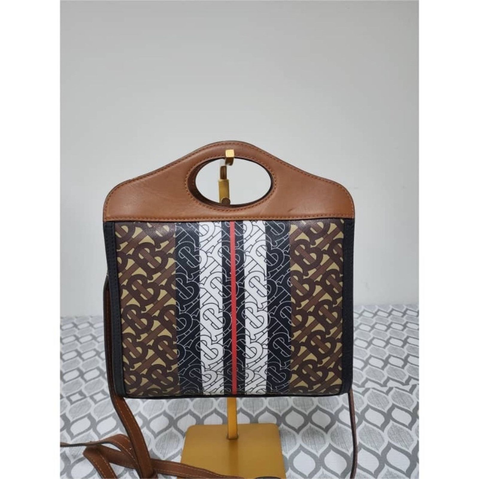 Burberry BURBERRY Pocket Mini Monogram Stripe E-Canvas Shoulder Bag B Size ONE SIZE - 7 Thumbnail