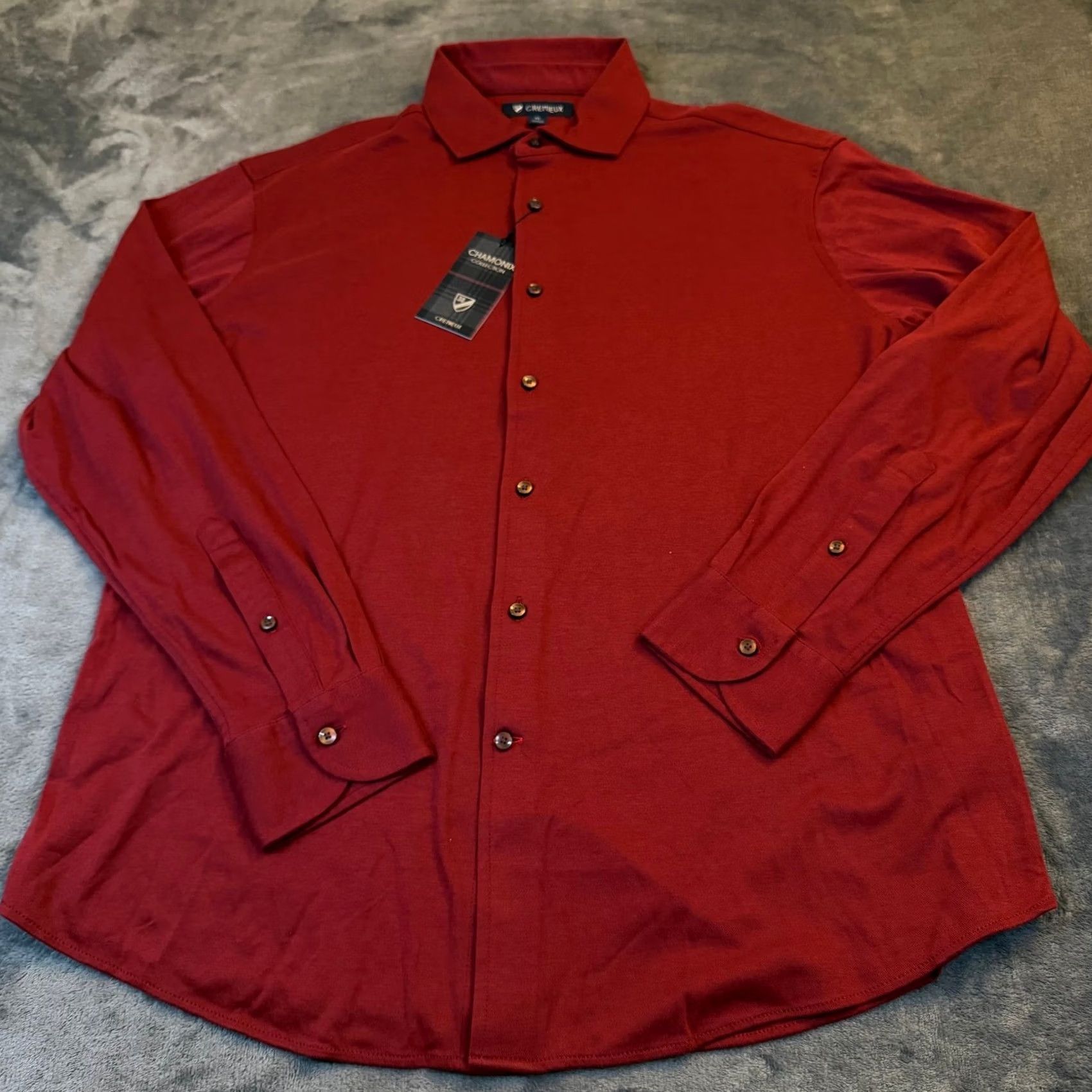 Cremieux Cremieux Chamonix Collection Button Up Mens XL Red Pima Cotton Knit NWT Size US XL / EU 56 / 4 - 3 Thumbnail