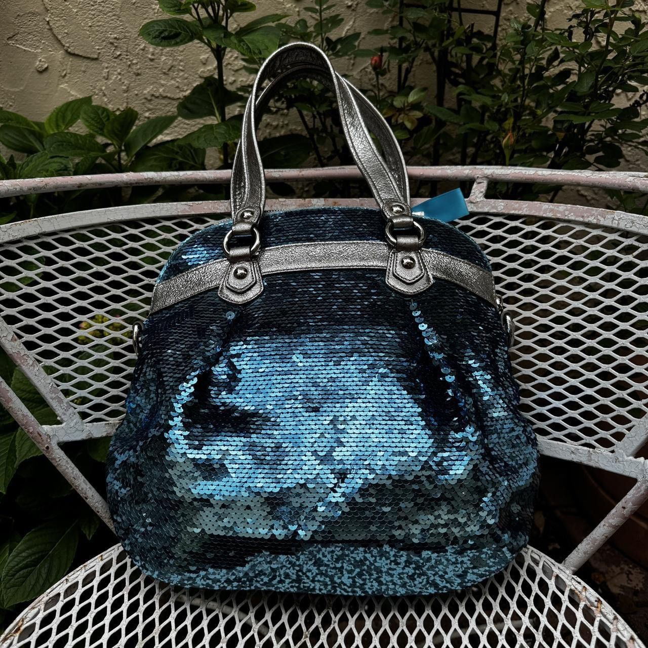 Coach Rare Blue & Silver Coach Poppy Sequin Bag Size ONE SIZE - 2 Thumbnail