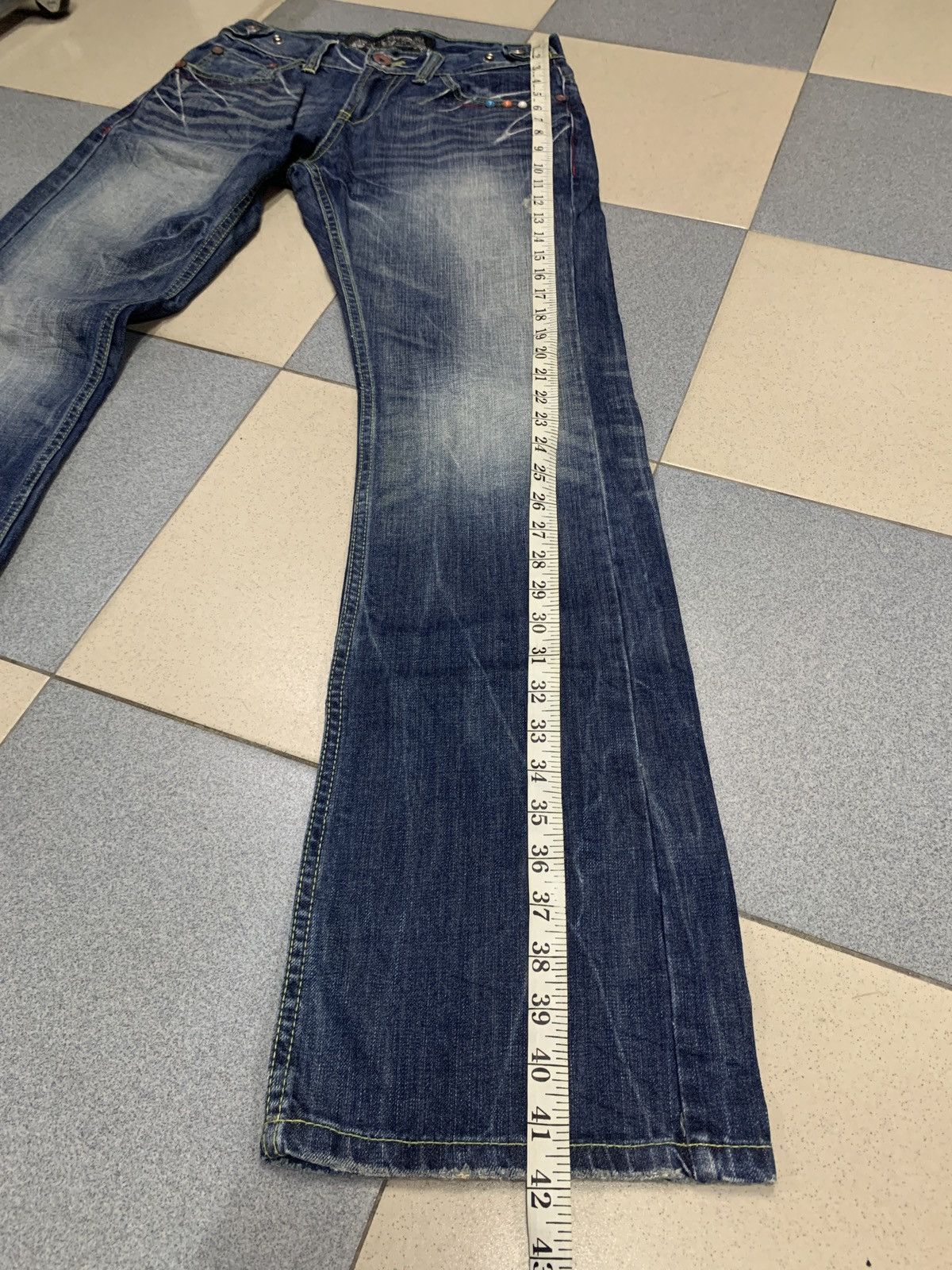 If Six Was Nine Y2K Red Pepper Denim Japan Wings Flared Jeans Size US 28 / EU 44 - 20 Thumbnail