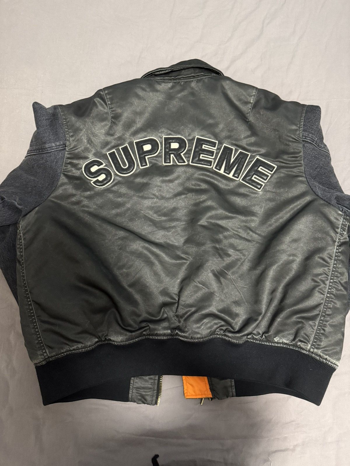 Supreme Supreme 23ss denim sleeve ma-1 Bomber Jacket Size US L / EU 52-54 / 3 - 2 Thumbnail