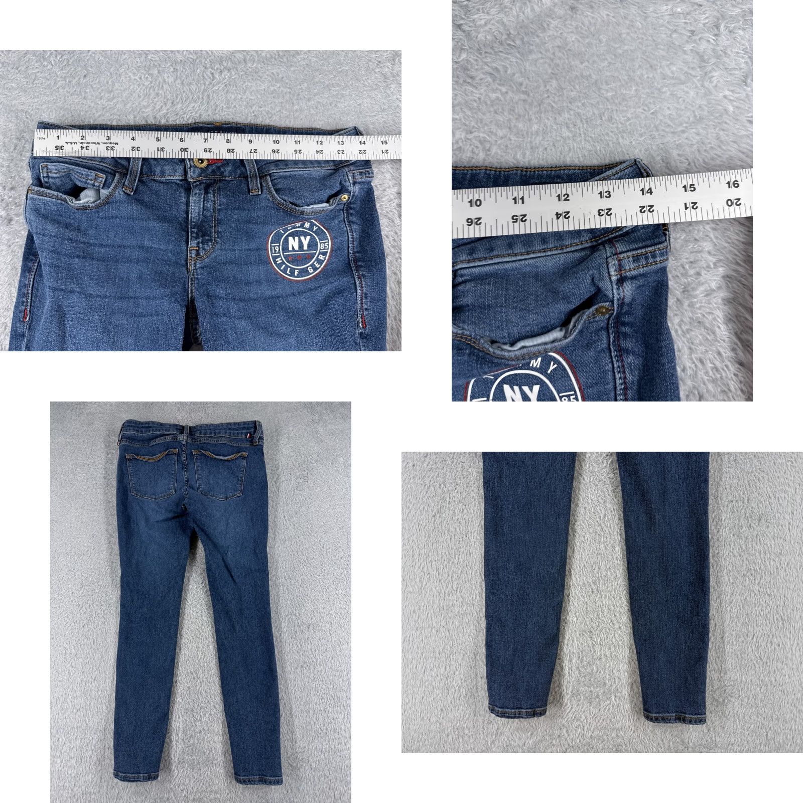 Tommy Hilfiger Tommy Hilfiger Jeans Women Blue Denim Raleigh Skinny Low Rise 27x26 5-Pocket Distressed Stretch Regular Size 26" / US 2 / IT 38 - 9 Thumbnail