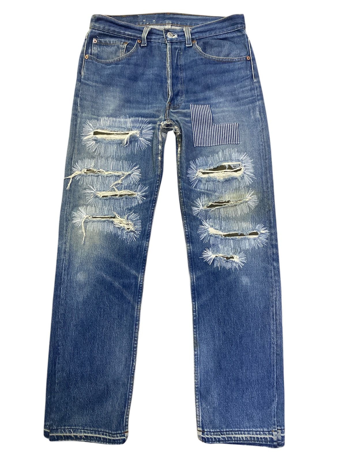 Levi's × Vintage Vintage Levi’s 501 Patchwork Repaired Jeans Size US 32 / EU 48 - 1 Thumbnail