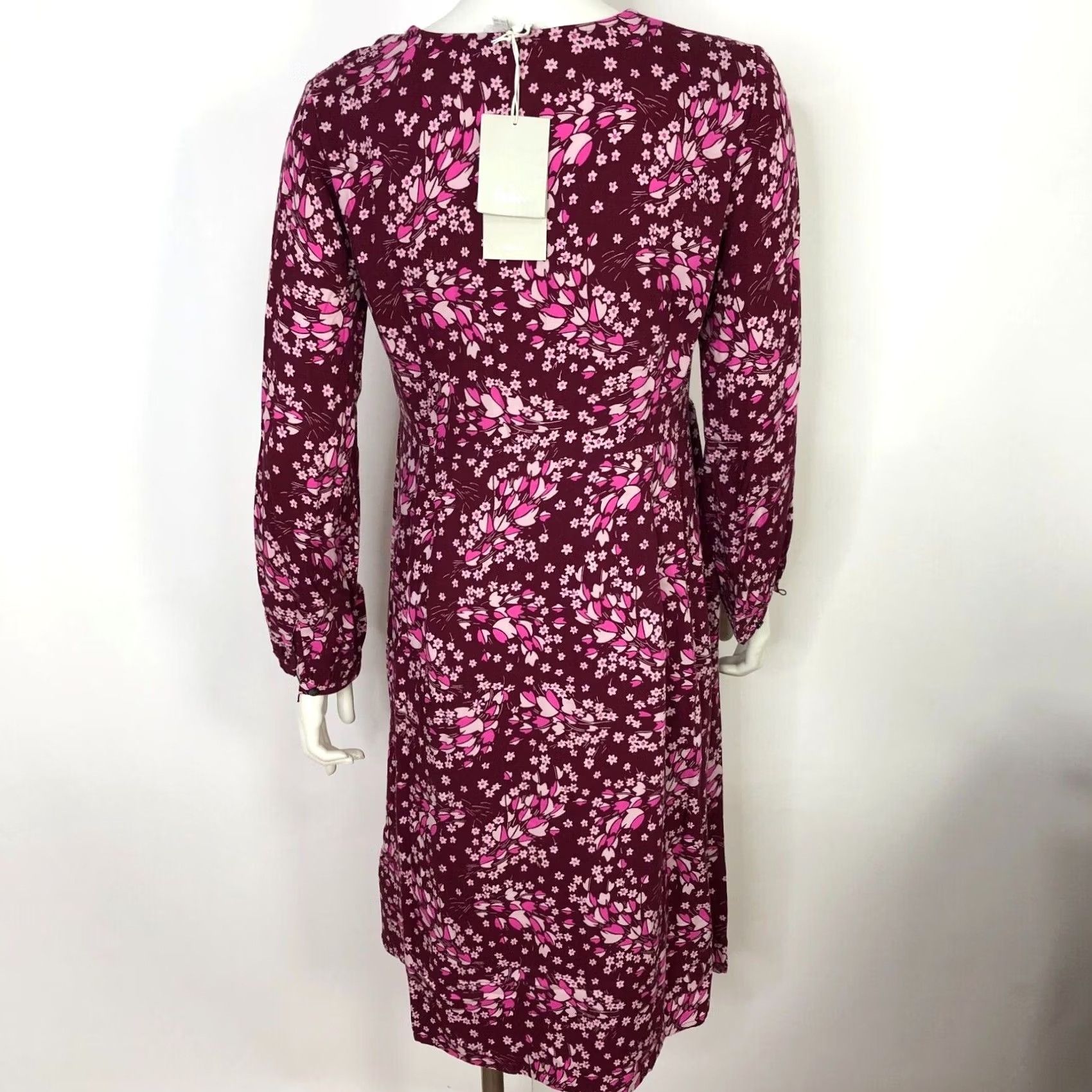 Boden Boden Womens Midi Dress 6P Petite Burgundy Floral Viscose Size M / US 6-8 / IT 42-44 - 4 Thumbnail