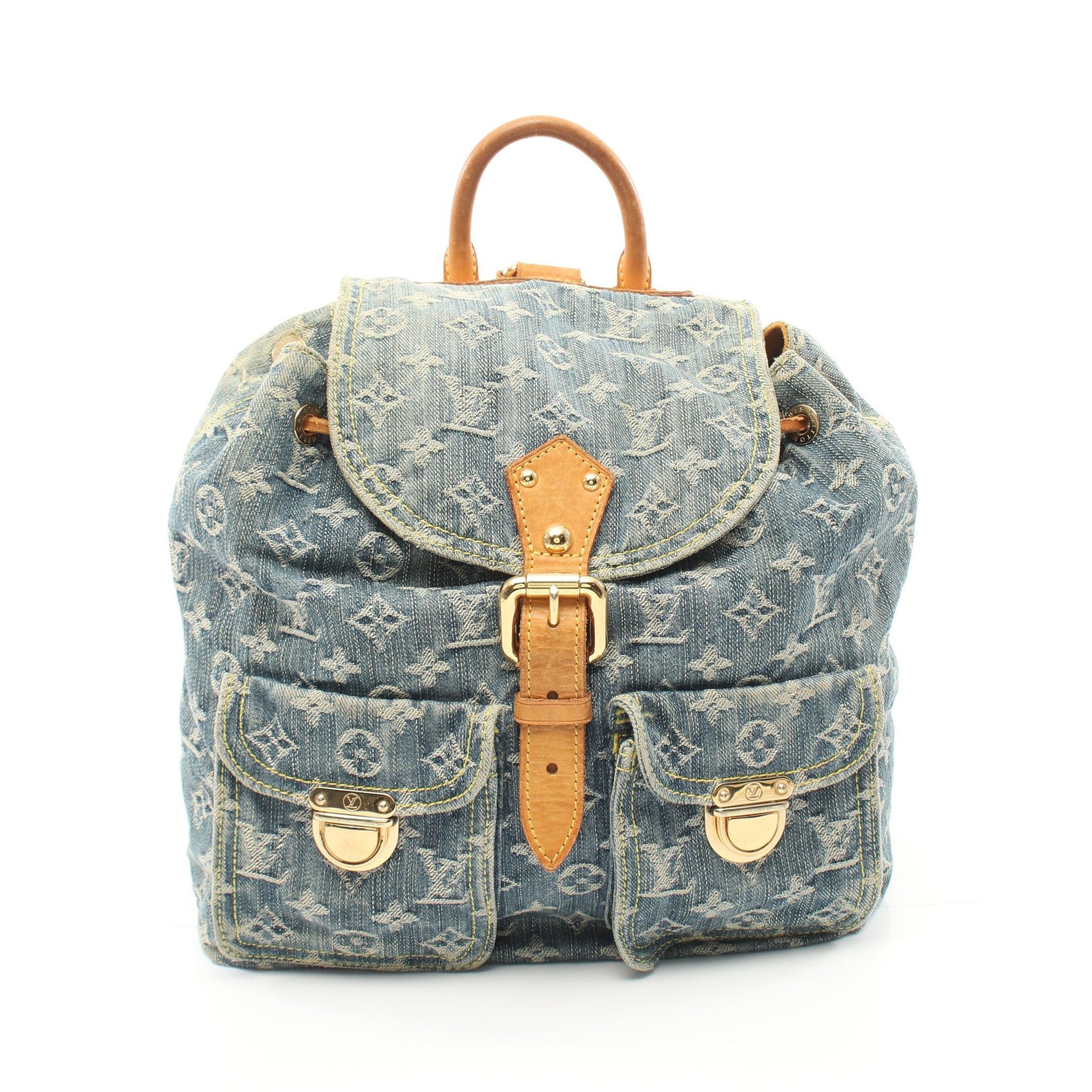 image of Louis Vuitton Sac Ad Gm Monogram Denim Backpack Rucksack Denim Leather Blue, Women's