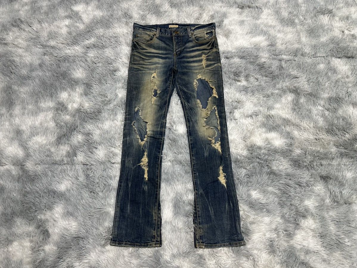 GOA 🔥Y2K Archived Goa Mud Wash Zipper Flared Denim Distressed Size US 34 / EU 50 - 1 Thumbnail