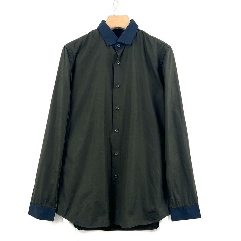 Prada Prada Exotic collared olive green long-sleeved shirt Size US XXS / EU 40 - 1 Thumbnail