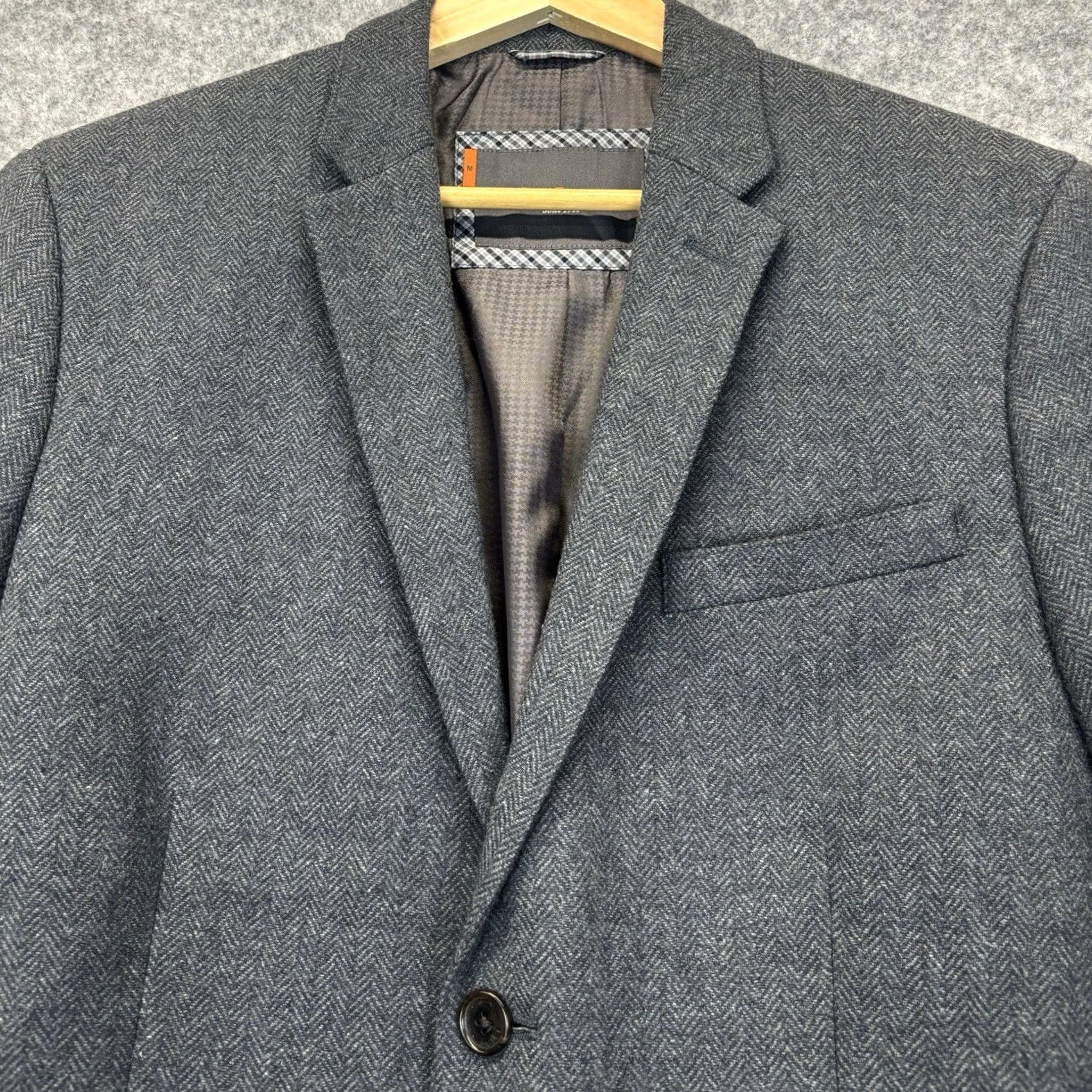 Ben Sherman Ben Sherman Blazer Mens Medium Herringbone Wool Blend 2 Button Grey VGC Regular Jacket Coat Size 40R - 5 Thumbnail