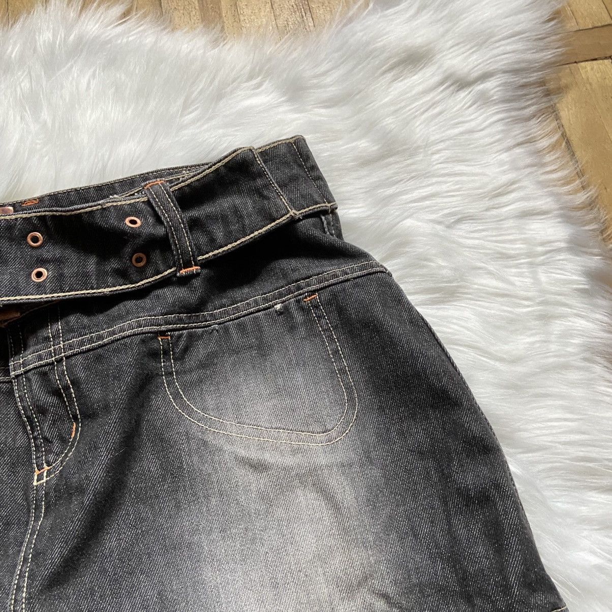 Miss Sixty 📌 Vintage Crazy Billabong Surf Y2K Denim Mini Skirt Size 32" / US 10 / IT 46 - 5 Thumbnail