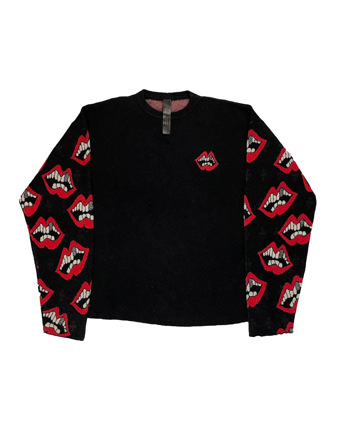 image of Chrome Hearts Matty Boy Cashmere & Silk Chomper Sweater in Black/Red, Men's (Size Medium)
