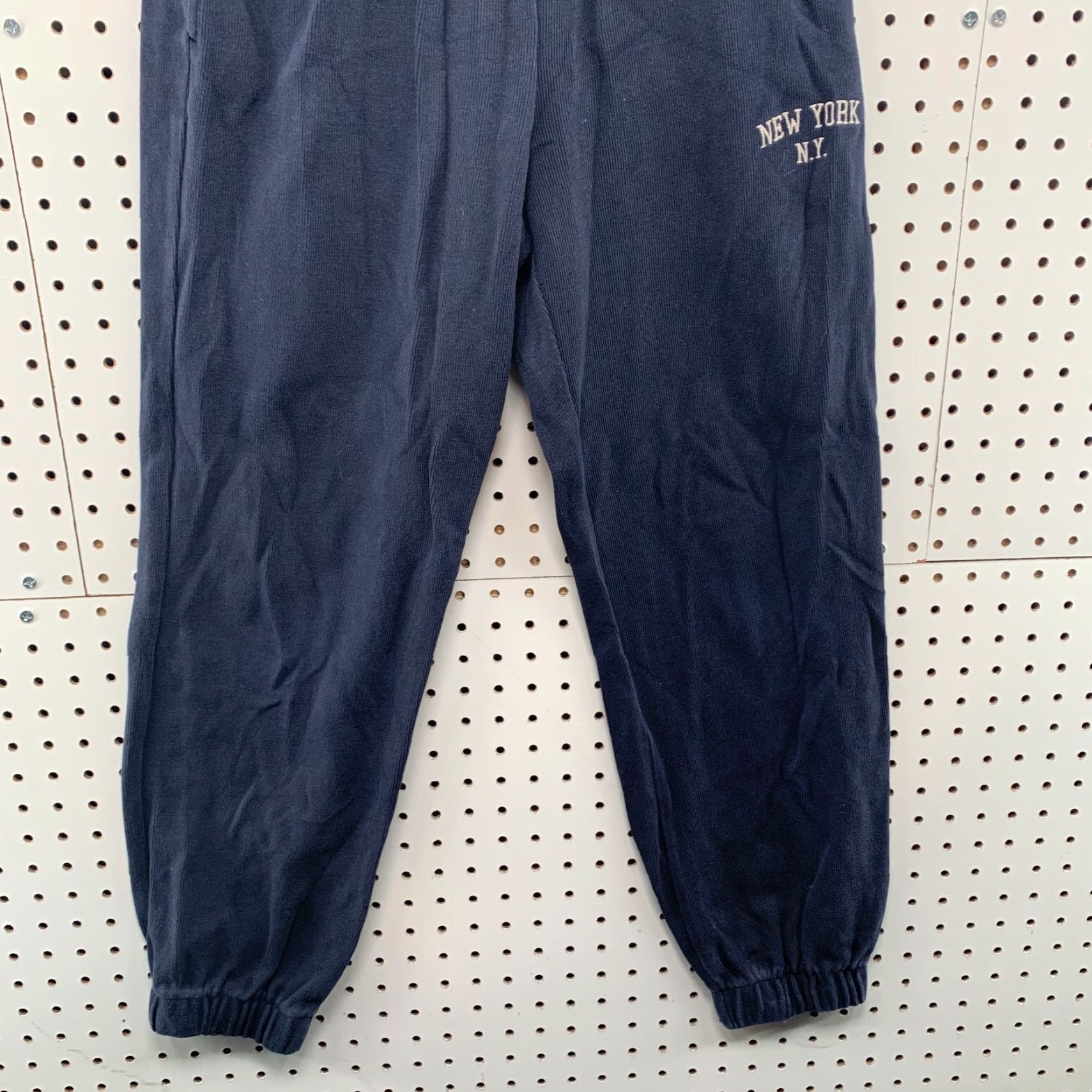 Vintage VINTAGE John Galt Sweatpants Womens One Size Navy Blue Fleece 25x28 NY NY Size 42" / US 20 - 6 Thumbnail