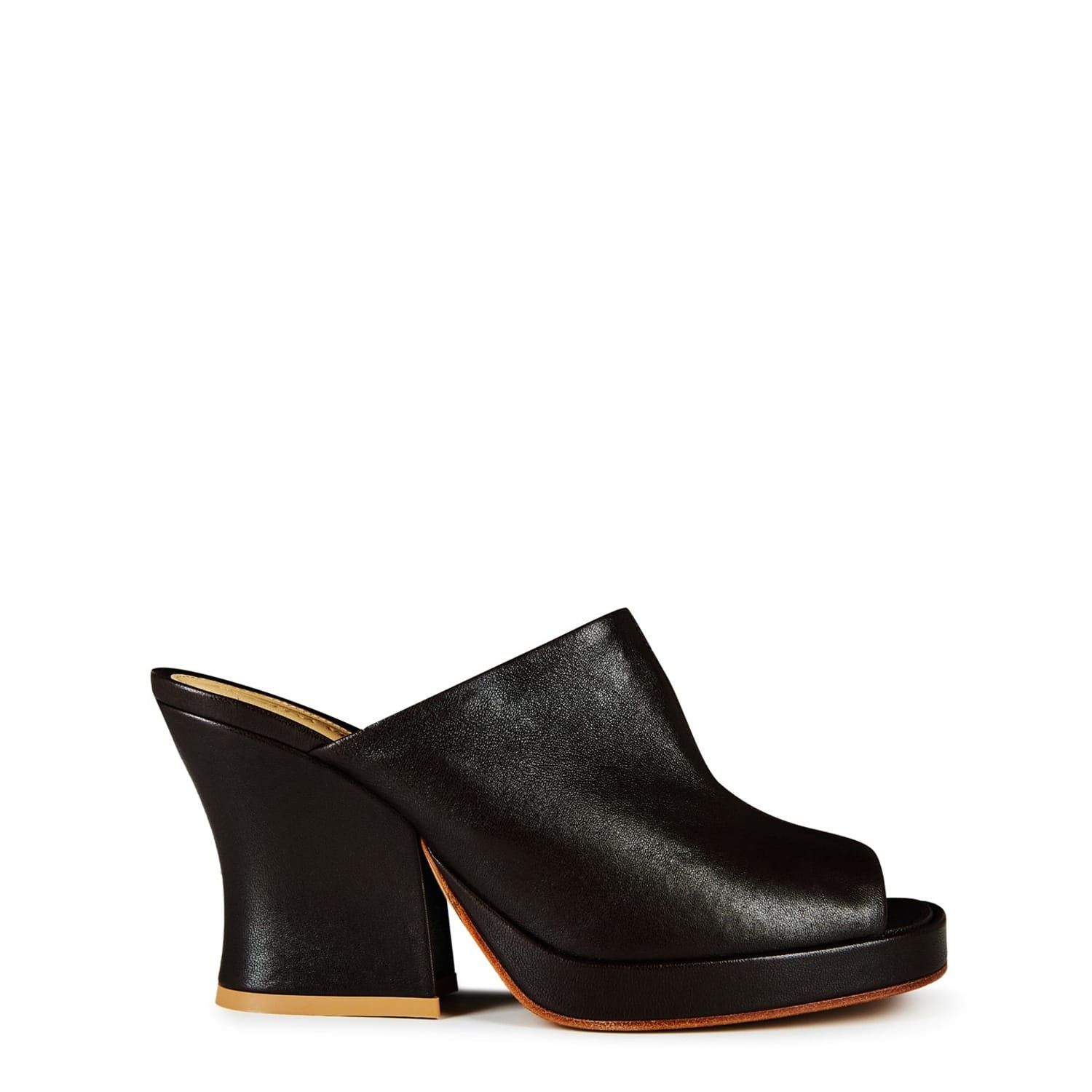 Bottega Veneta Stack Wedge High Heel Mules in Neutral