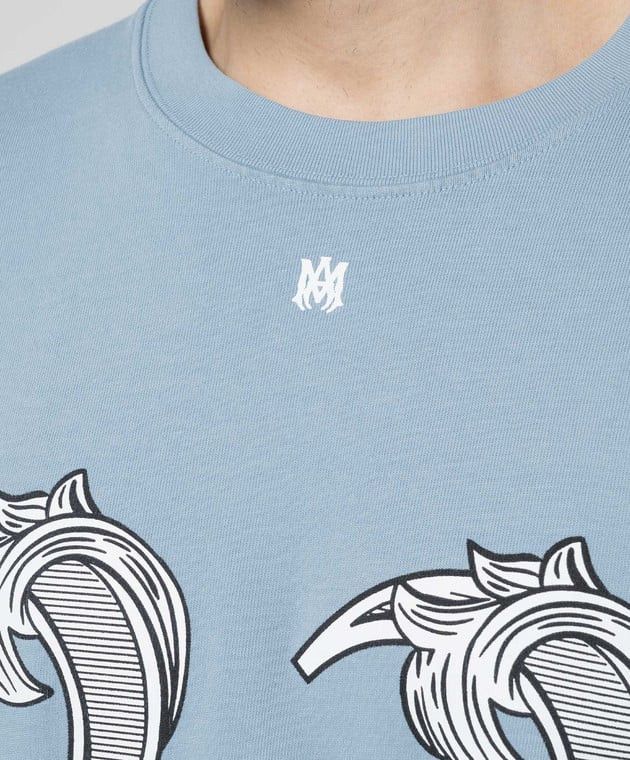 Amiri o1s1wg110525 Baroque Logo T-Shirt in Blue/White Size US L / EU 52-54 / 3 - 5 Thumbnail