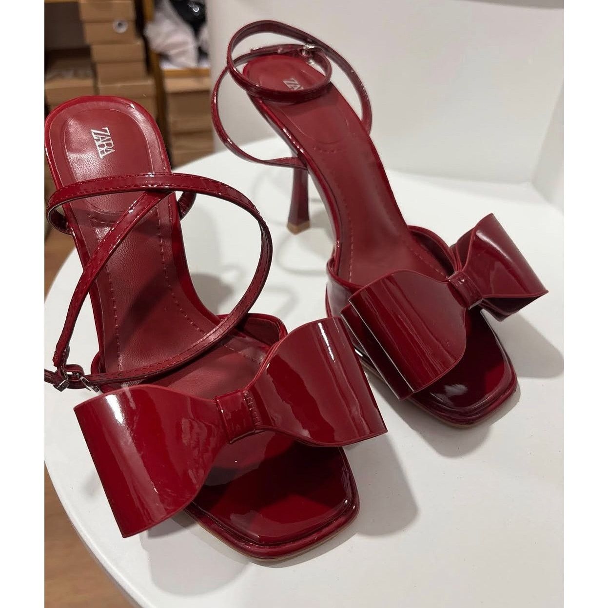 Zara LAST ONE! ZARA Red Bow Heels NWT Size US 8 / IT 38 - 12 Thumbnail