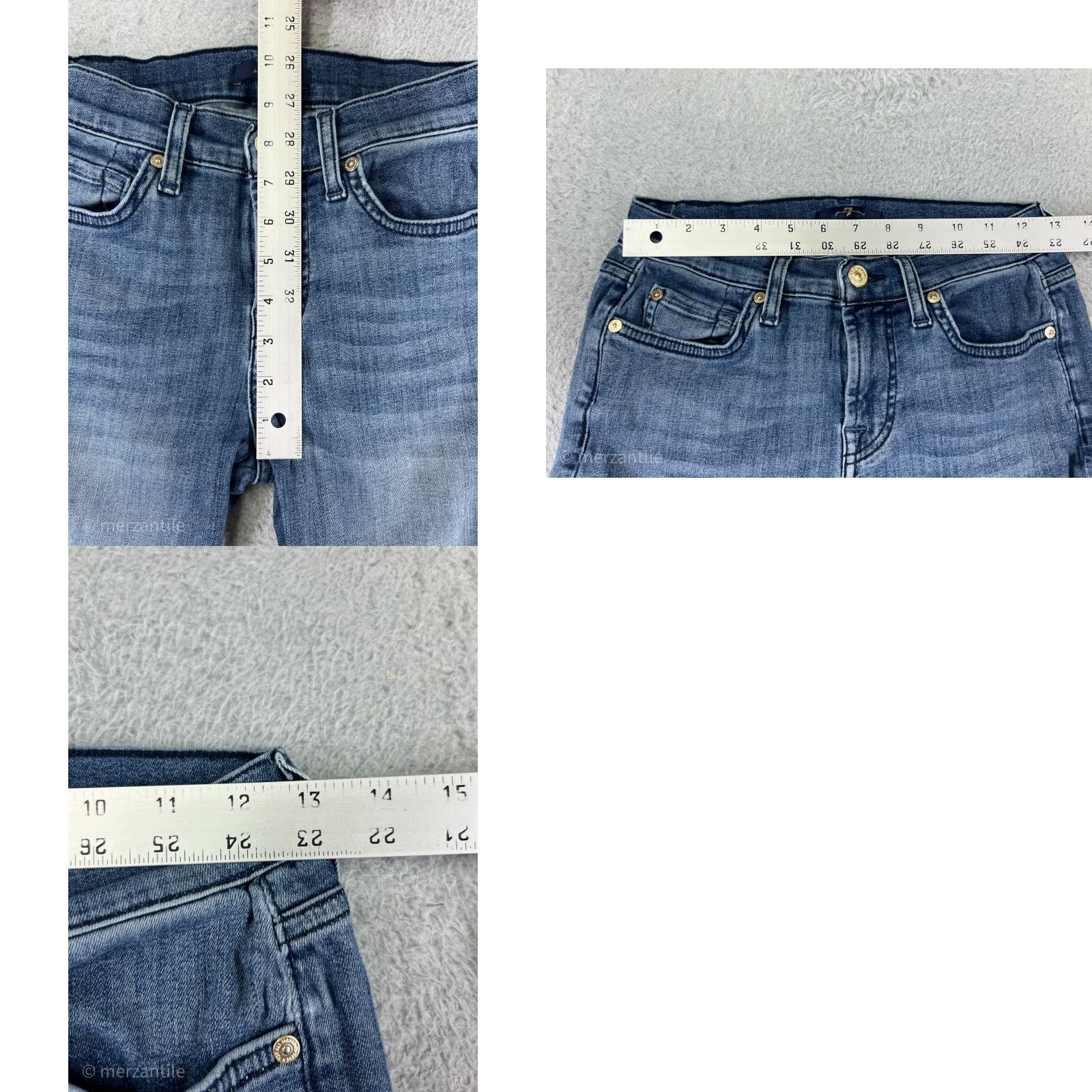 7 For All Mankind 7 For All Mankind Jeans Women 24 Blue Denim Skinny Mid Rise Raw Hem Cotton Blend Size 42" / US 20 - 9 Thumbnail