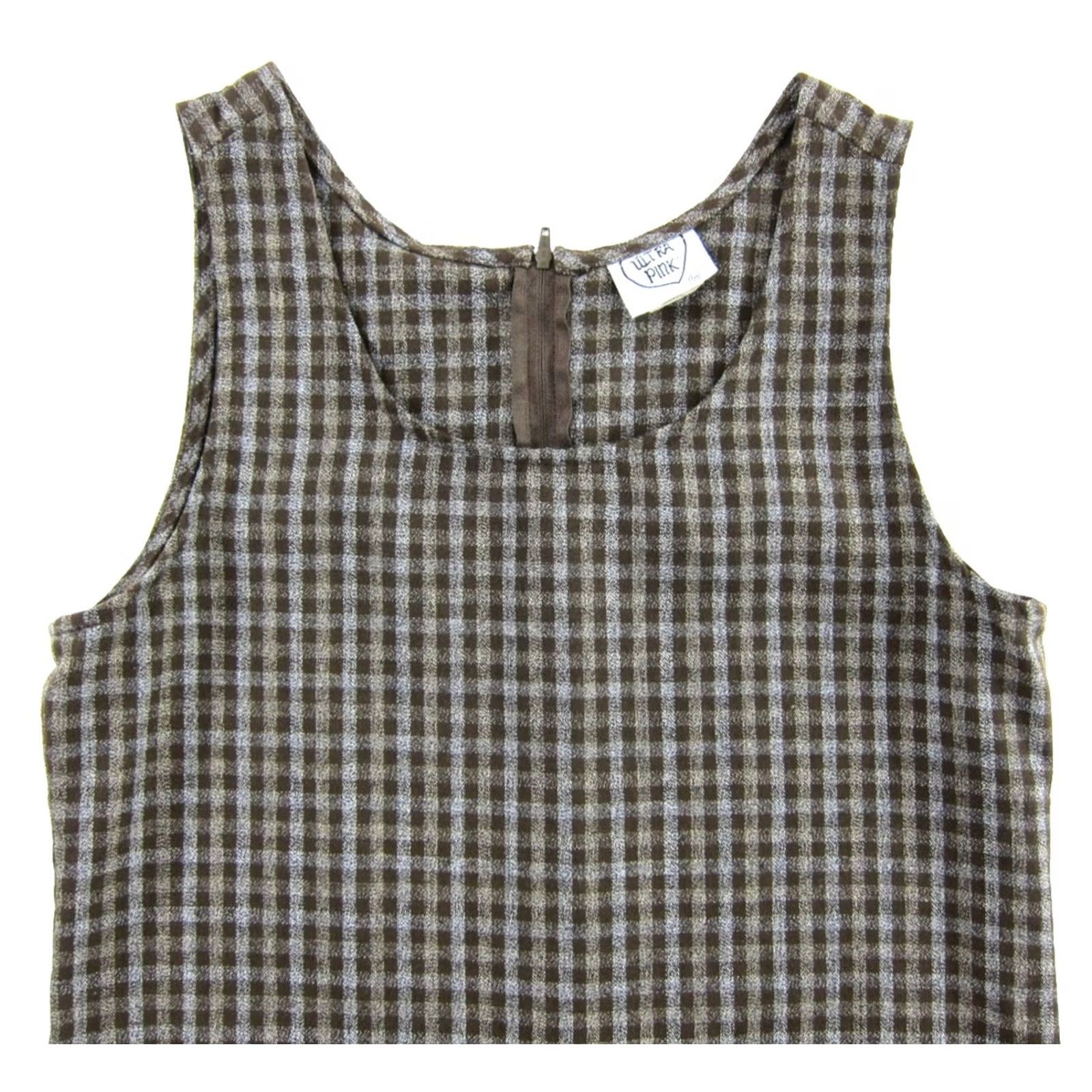 Pinko VINTAGE Ultra Pink Plaid Sleeveless Tank Dress Shirt Dress Women S Brown Grey 70s 80s 90s Size S / US 4 / IT 40 - 5 Thumbnail