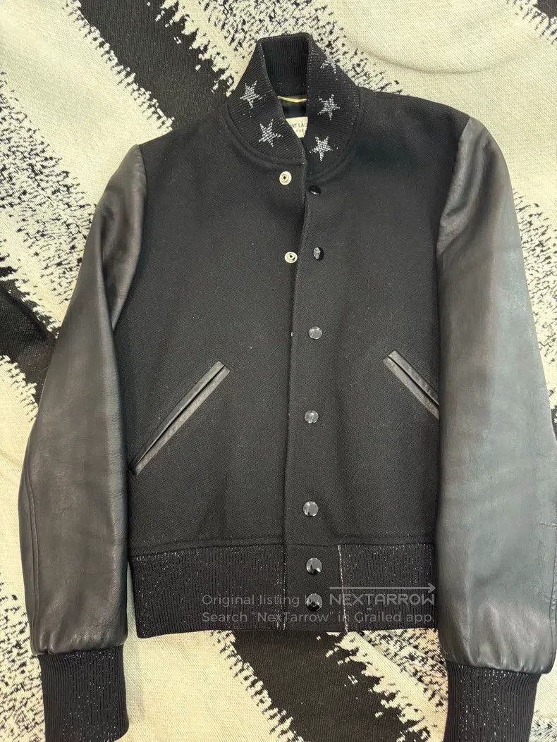 Saint Laurent Paris Saint Laurent Paris Leather Sleeve Patchwork Baseball Jack Size XXS / US 00 / IT 34 - 1 Thumbnail