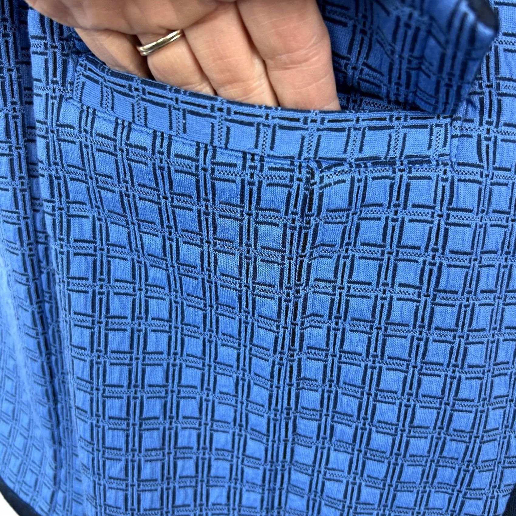 Vintage CAbi Scholarship Blazer Medium Blue Geometric Print Ponte Knit Style 6027 Office Women Size M / US 6-8 / IT 42-44 - 5 Thumbnail