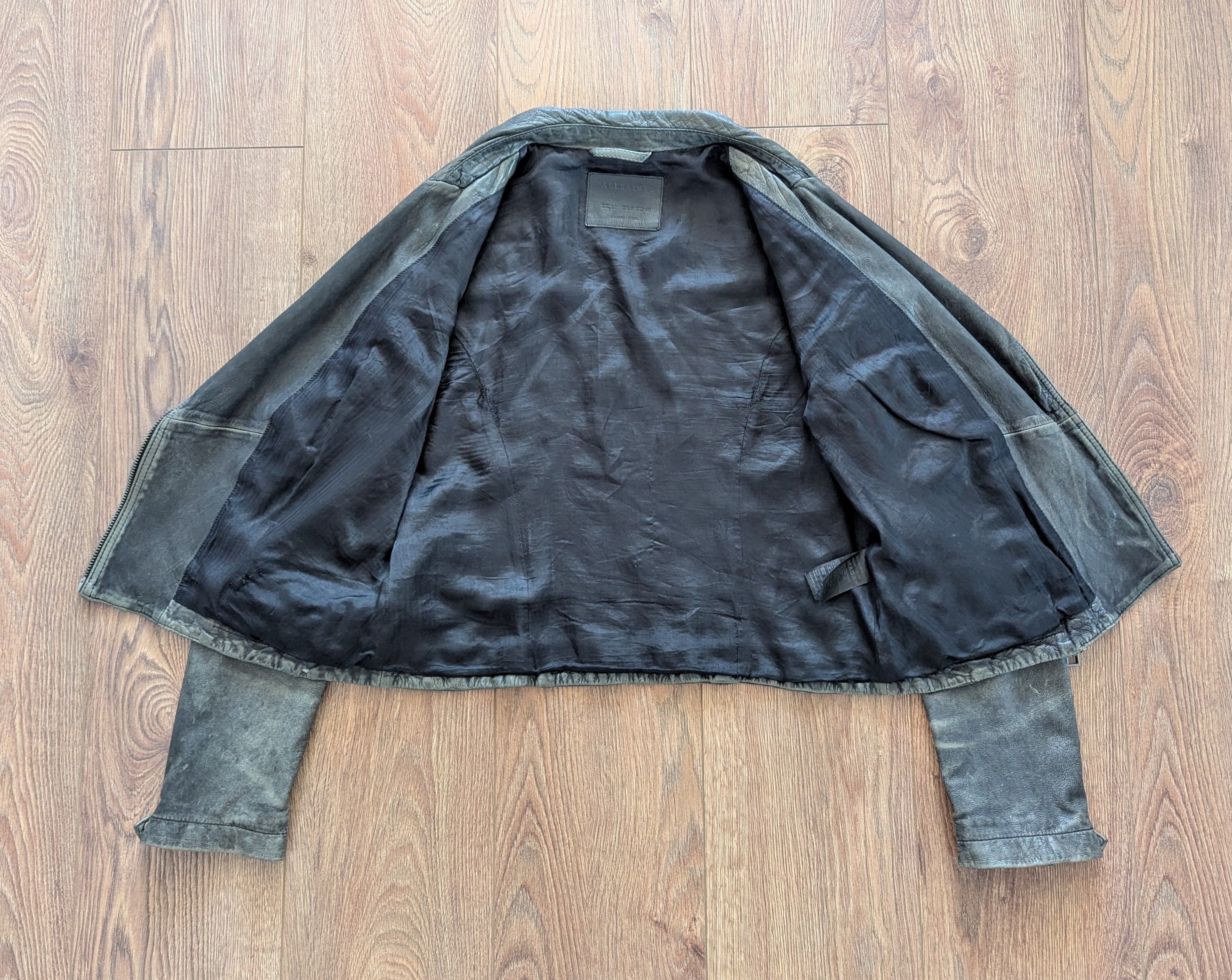 Allsaints × Leather ALLSAINTS Cargo Biker Leather Jacket With Scuffs Motorcycle Size M / US 6-8 / IT 42-44 - 15 Thumbnail