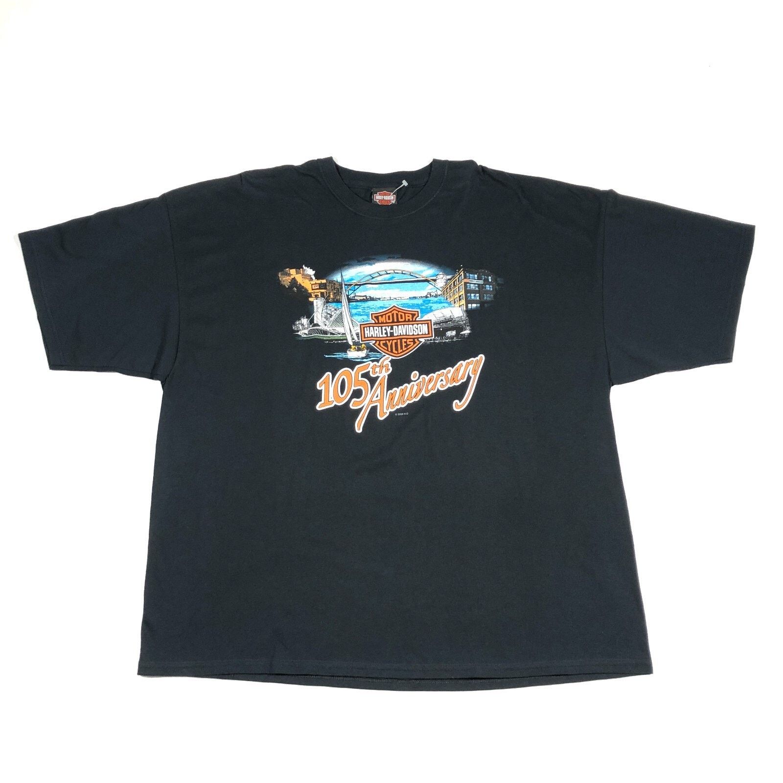 Harley Davidson × Vintage 2008 Harley Davidson 105th Anniversary Milwaukee Tee 3XL Size US XXL / EU 58 / 5 - 1 Thumbnail